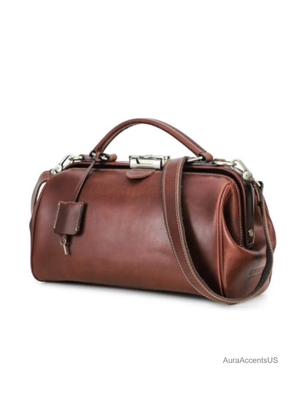 Full Grain Leather Doctor Bag Top Handle Handbag Crossbody